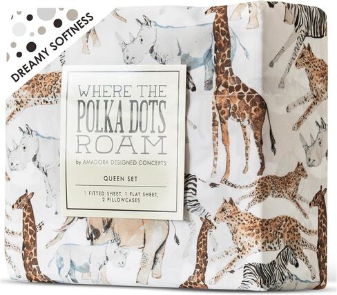 Where The Polka Dots Roam Horse Bedding Set - Western Farmhouse Style Animal Sheets for Kids, Boys, Girls - Includes 1 Fitted Sheet, 1 Flat Sheet, 1 Pillowcase - Twin Size Bed Horses Print in Kuwait