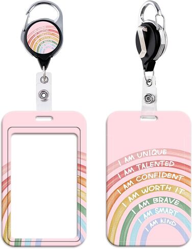 Inspirational Quote Work Retractable Badge Reel Preppy School Butterfly ID Holder Cute Reel Clip & Card Holder for Keys ID Badges for Women Girls Kids Staff Aesthetic Retractable Keychain(It's Ok) in Kuwait