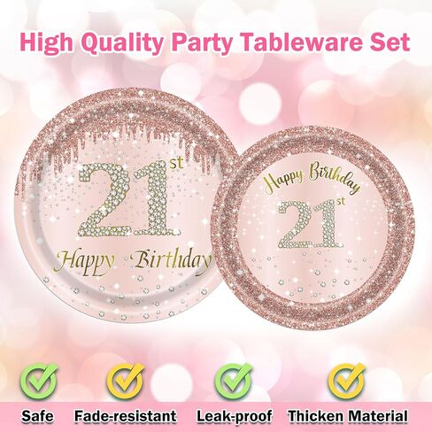 40 Birthday Decorations for Women, 96PCS 40th Birthday Plates and Napkins Set Rose Gold Plates Pink Paper Plates Birthday Decorations for Girls Women 40 Year Old Party Supplies Serve 24 Guests in Saudi Arabia