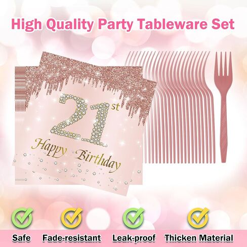40 Birthday Decorations for Women, 96PCS 40th Birthday Plates and Napkins Set Rose Gold Plates Pink Paper Plates Birthday Decorations for Girls Women 40 Year Old Party Supplies Serve 24 Guests in Saudi Arabia