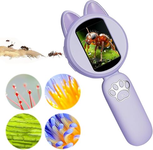 Crspexi Microscope, Digital Microscope,Holding Magnifying Glasses，2’’ IPS Eye-Protecting Screen,4 Zoom Buttons,8 LED Lights,Built-in Mini-Games.Christmas,Birthday,Edu Gifts. in Saudi Arabia