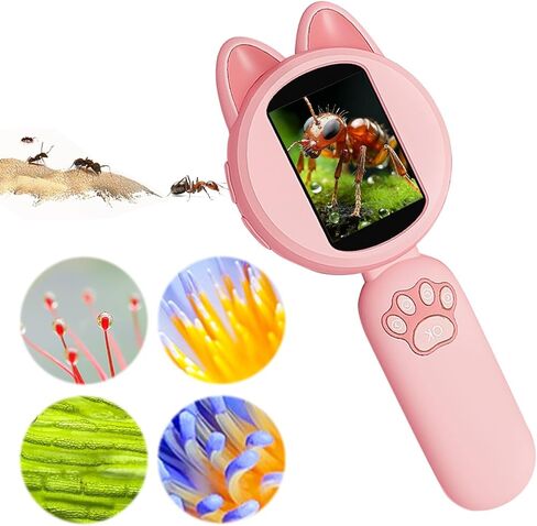 Crspexi Microscope, Digital Microscope,Holding Magnifying Glasses，2’’ IPS Eye-Protecting Screen,4 Zoom Buttons,8 LED Lights,Built-in Mini-Games.Christmas,Birthday,Edu Gifts. in Kuwait