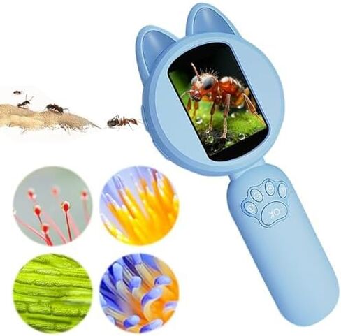 Crspexi Microscope, Digital Microscope,Holding Magnifying Glasses，2’’ IPS Eye-Protecting Screen,4 Zoom Buttons,8 LED Lights,Built-in Mini-Games.Christmas,Birthday,Edu Gifts. in Saudi Arabia