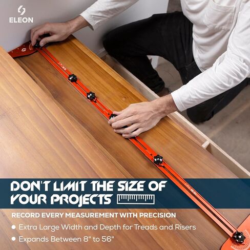 Eleon Stair Tread Template Tool - Aluminum Alloy Stair Tread Jig for Accurately Measuring Angle, Length, & Depth, Stair Gauge Measuring Tool, Compatible with Many Types of Layout Projects in Kuwait