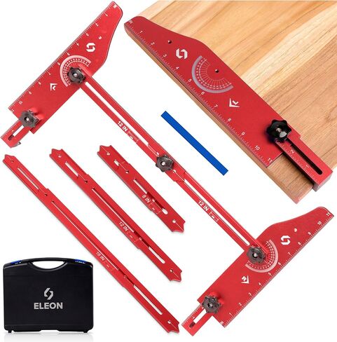 Eleon Stair Tread Template Tool - Aluminum Alloy Stair Tread Jig for Accurately Measuring Angle, Length, & Depth, Stair Gauge Measuring Tool, Compatible with Many Types of Layout Projects in Kuwait
