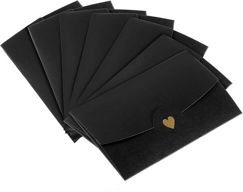 PATIKIL Mini Envelopes, 24 Pack Small Gift Card Holders Retro Gold Heart Business Invitation Envelopes for Wedding Birthday, Black in Kuwait