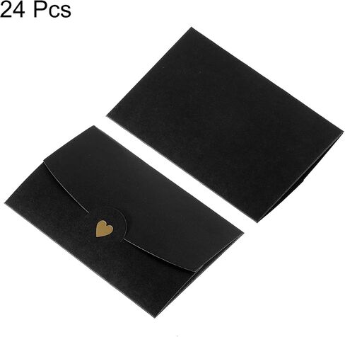 PATIKIL Mini Envelopes, 24 Pack Small Gift Card Holders Retro Gold Heart Business Invitation Envelopes for Wedding Birthday, Black in Kuwait