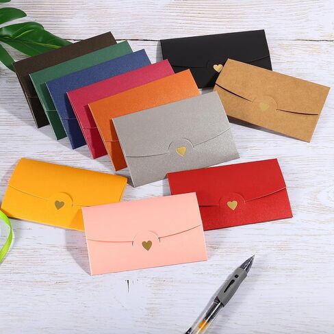 PATIKIL Mini Envelopes, 24 Pack Small Gift Card Holders Retro Gold Heart Business Invitation Envelopes for Wedding Birthday, Black in Kuwait