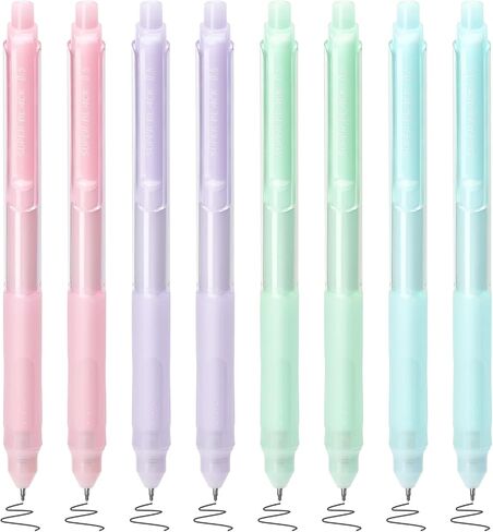 BAYTORY 8Pcs Retractable Gel Pens Black Ink, 0.5mm Fine Point Quick Dry Gel Ink Pen, Aesthetic Smooth Writing Pens with Comfortable Grip (Multicolor) in Saudi Arabia