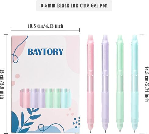 BAYTORY 8Pcs Retractable Gel Pens Black Ink, 0.5mm Fine Point Quick Dry Gel Ink Pen, Aesthetic Smooth Writing Pens with Comfortable Grip (Multicolor) in Saudi Arabia