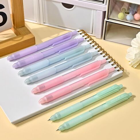 BAYTORY 8Pcs Retractable Gel Pens Black Ink, 0.5mm Fine Point Quick Dry Gel Ink Pen, Aesthetic Smooth Writing Pens with Comfortable Grip (Multicolor) in Saudi Arabia