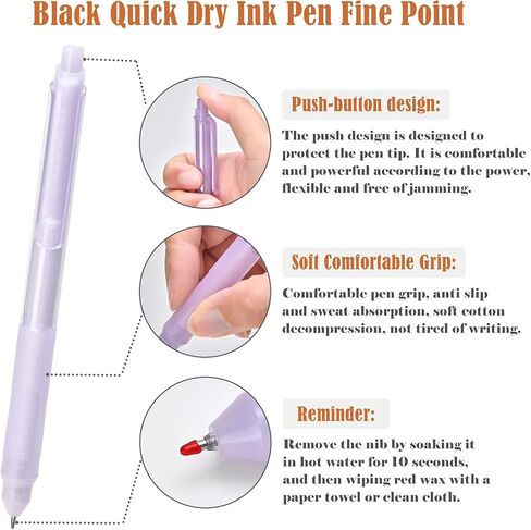 BAYTORY 8Pcs Retractable Gel Pens Black Ink, 0.5mm Fine Point Quick Dry Gel Ink Pen, Aesthetic Smooth Writing Pens with Comfortable Grip (Multicolor) in Saudi Arabia