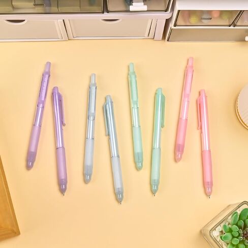 BAYTORY 8Pcs Retractable Gel Pens Black Ink, 0.5mm Fine Point Quick Dry Gel Ink Pen, Aesthetic Smooth Writing Pens with Comfortable Grip (Multicolor) in Saudi Arabia