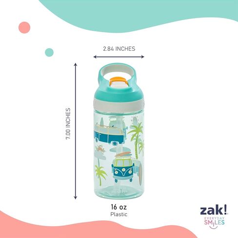 Zak Designs Bluey Atlantic Kids Water Bottle For School or Travel, 16oz Durable Plastic Water Bottle With Straw, Handle, and Leak-Proof, Pop-Up Spout Cover, 2-Pack (Bluey, Bingo) in Saudi Arabia