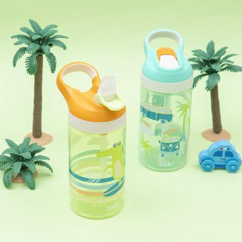 Zak Designs Bluey Atlantic Kids Water Bottle For School or Travel, 16oz Durable Plastic Water Bottle With Straw, Handle, and Leak-Proof, Pop-Up Spout Cover, 2-Pack (Bluey, Bingo) in Saudi Arabia