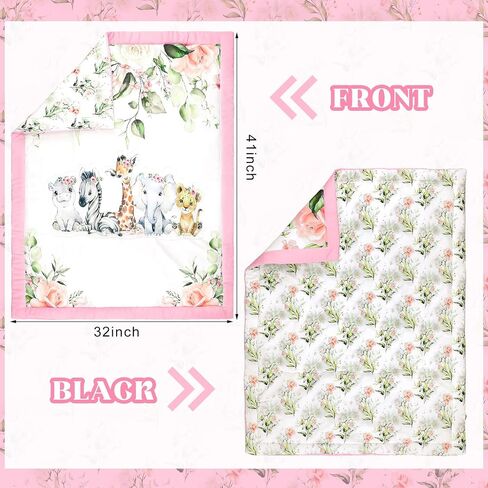 3 Pcs Baby Crib Bedding Set Baby Safari Animals Crib Bedding Set Watercolor Eucalyptus Jungle Animals Crib Set Includes Quilt,Fitted Crib Sheet, Crib Skirt for Baby Boy Girl(Safari) in Saudi Arabia