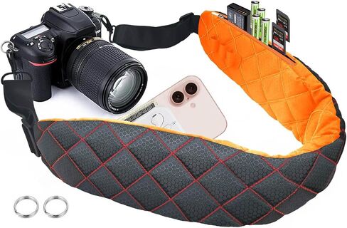حزام رقبة سريع مريح للغاية مع جيوب ملحقات ووسدة سميكة للمصورين حزام حبال الكتف ل DSLR ، 2 نغمة الاستخدام والدوار المعدني ، أسود/رمادي in Kuwait