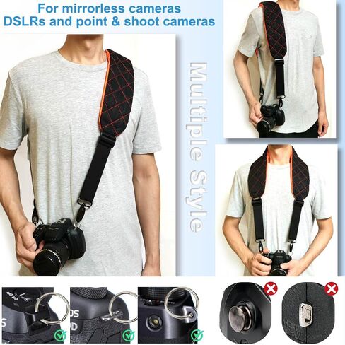 حزام رقبة سريع مريح للغاية مع جيوب ملحقات ووسدة سميكة للمصورين حزام حبال الكتف ل DSLR ، 2 نغمة الاستخدام والدوار المعدني ، أسود/رمادي in Kuwait