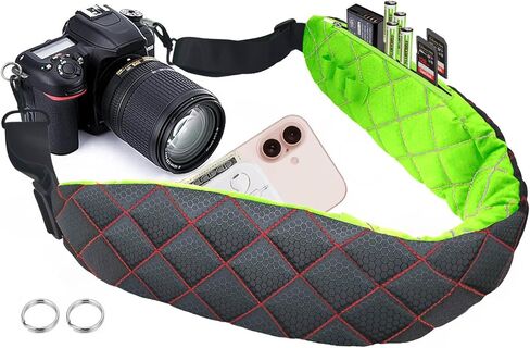 حزام رقبة سريع مريح للغاية مع جيوب ملحقات ووسدة سميكة للمصورين حزام حبال الكتف ل DSLR ، 2 نغمة الاستخدام والدوار المعدني ، أسود/رمادي in Kuwait
