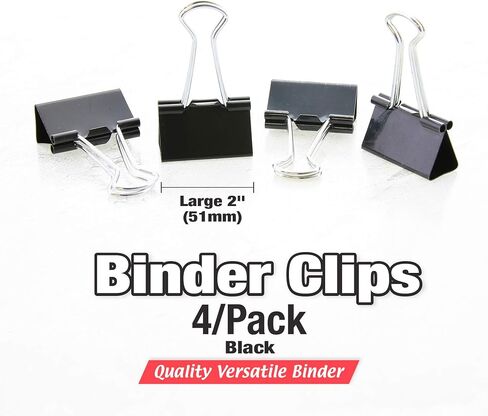 BAZIC Large 2" (51mm) Black Binder Clip (4/Pack) in Saudi Arabia