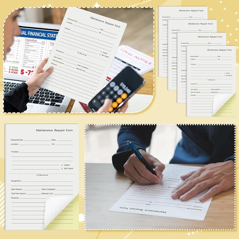 Clabby 200 Sets Maintenance Request Forms 4.7 x 7.1 Inch Maintenance Request Book Slips 2 Part Carbonless Paper Work Order Forms for Office Hospitals Management, 50 Sets Each Pad in Kuwait