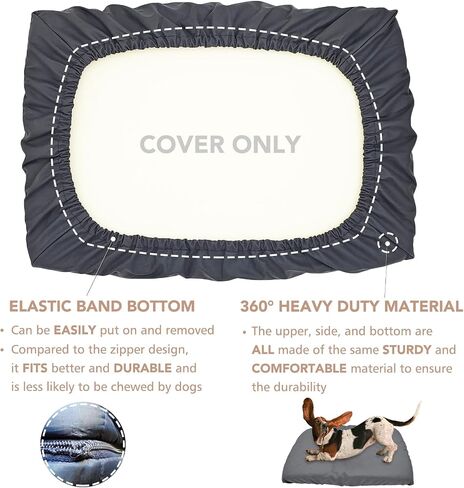Dog Bed Cover Waterproof Replacement Machine Washable Covers for Dog Bed Heavy Duty Scratch Resistant Mattress Protector Pet Bed 36x27 Inch Cover Only in Kuwait