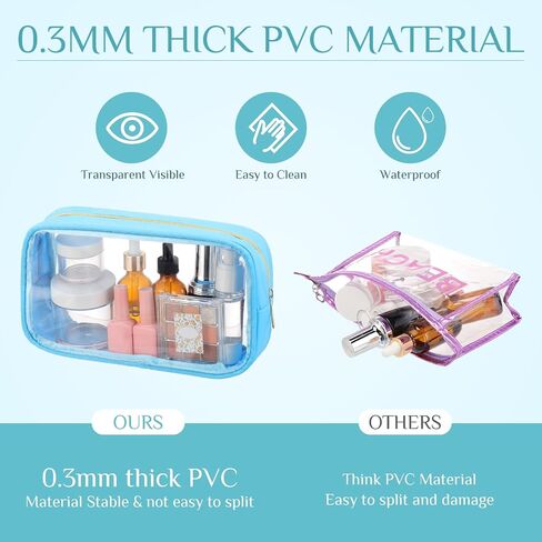 9 Pcs Preppy Clear Makeup Bag DIY Chenille Letter Pouch Large Nylon Makeup Bag Travel Toiletry Zipper Cosmetic Pouch Organizer Bags PVC Preppy Stuff for Women Girls, 9.5 x 5.1 x 2.8 Inch (Cream White) in Kuwait