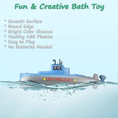 Wind-up Diver Submarine Bath Toy, Funny Swimming Frogman Pigboat Scuba Diver SUB Bathtub Toy Clockwork Submarine Tub Toy Diver Water Toy for Kids (Diver+Submarine) in Kuwait