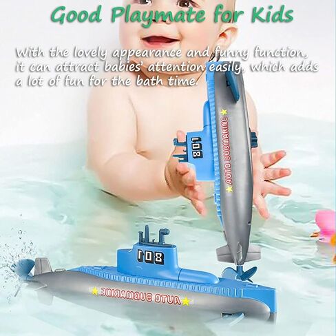 Wind-up Diver Submarine Bath Toy, Funny Swimming Frogman Pigboat Scuba Diver SUB Bathtub Toy Clockwork Submarine Tub Toy Diver Water Toy for Kids (Diver+Submarine) in Kuwait
