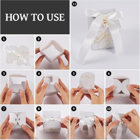 Craftdady 65mm Square Folding Candy Boxes 10Pcs Light Grey Small Paper Gift Boxes with Ribbon Wedding Favor Boxes Gift Wrapping Boxes for Candies Cookies Parties Baby Shower Birthday Christmas in Saudi Arabia
