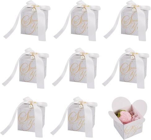 Craftdady 65mm Square Folding Candy Boxes 10Pcs Light Grey Small Paper Gift Boxes with Ribbon Wedding Favor Boxes Gift Wrapping Boxes for Candies Cookies Parties Baby Shower Birthday Christmas in Saudi Arabia