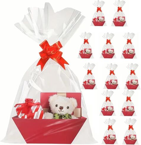 STARANDBEE 12 Pack Empty Basket Gift Set,12 Red Bows 12 Bags for Mother‘s day Fahter’s day Christmas Holiday Valentine’s Day, Easter, Birthdays,Snacks, Farmers Market Holiday(Red and Black Plaid) in Saudi Arabia
