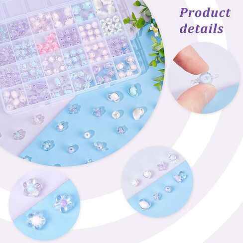 PH Pandahall 195pcs 8 أنماط حبات أكريليك ، 9 ~ 13 ملم حبات كريستال فاصل 3 ألوان حبة حرفة فضفاضة الرخوة لسحر الهاتف أساور قلادة الحبل المجوهرات ، للفتيات 8 ~ 12 in Saudi Arabia