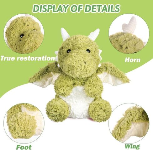 Little Flying Dragon Plush,Cute Dinosaur Stuffed Animals Pillow,Kawaii Fire Dragon Animal Plushies Toy, for Adults and Kids,7.88",Green in Kuwait