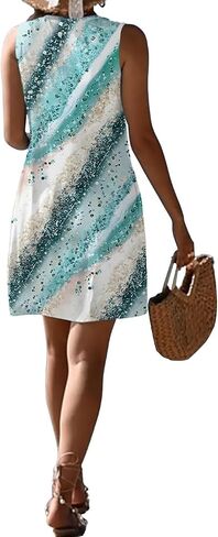 Pleated Front Summer Dresses for Women 2025 Casual Beach Floral Print Sundress Boho Tank Dress in Saudi Arabia