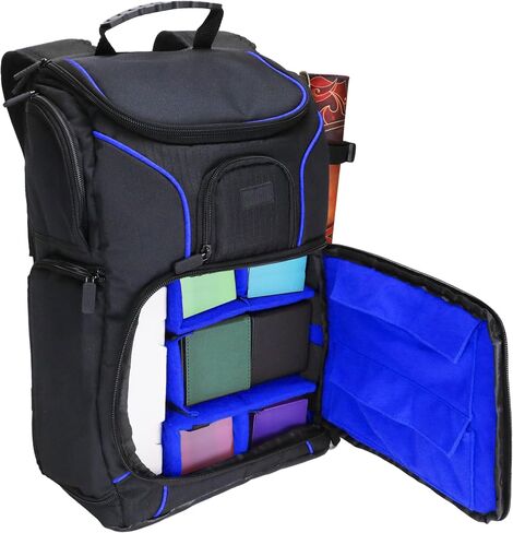 USA Gear MTG Backpack Compatible with Magic the Gathering Deck, Yu-Gi-Oh, MTG Decks & more - TCG Backpack MTG Bag with Shoulder Straps, Customizable Dividers, TCG Playmat Holder, Binder Space (Blue) in Saudi Arabia