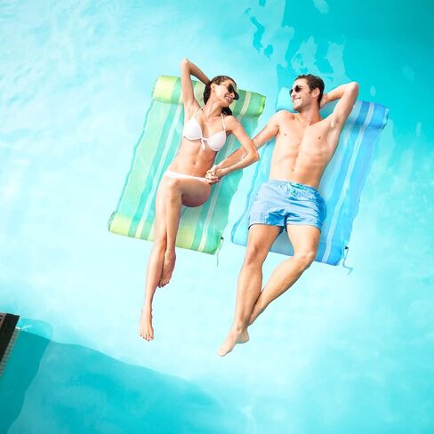 Inflatable Pool Floats, 2 Pack Multi-Purpose Swimming Pool Hammock (Saddle, Lounge Chair, Hammock, Drifter) Pool Toys Lounger, Portable Water Hammock Lounge (Emeraldgreen and SapphireBlue) in Saudi Arabia