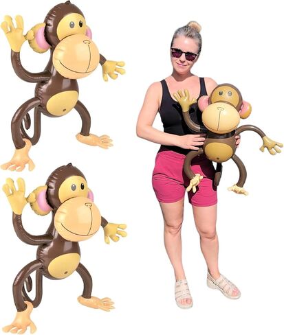 Large Inflatable Monkey (26 Inches) Monkey Inflate Great for Baby Showers, Safari Wild Animal Jungle Themed Birthday Party, Room Decor and More. (Two Monkeys) in Saudi Arabia