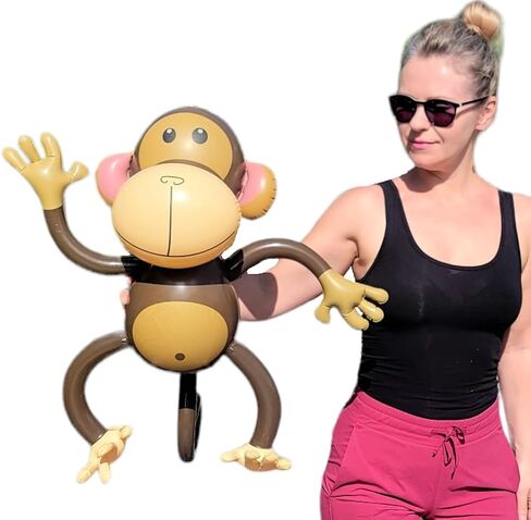 Large Inflatable Monkey (26 Inches) Monkey Inflate Great for Baby Showers, Safari Wild Animal Jungle Themed Birthday Party, Room Decor and More. (Two Monkeys) in Saudi Arabia