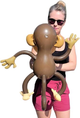 Large Inflatable Monkey (26 Inches) Monkey Inflate Great for Baby Showers, Safari Wild Animal Jungle Themed Birthday Party, Room Decor and More. (Two Monkeys) in Saudi Arabia