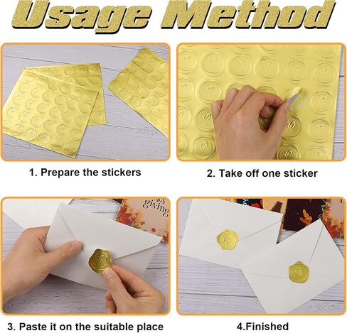 300Pcs Gold Embossed Wax Stickers Valentines Day Heart Envelope Seals Self-Adhesive Stickers for Wedding Celebrations Greeting Cards Commemorative Parties Engagement in Kuwait