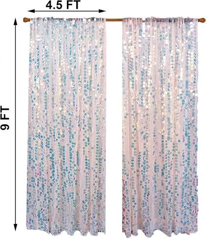 HH 9x9FT Big Sequin Backdrop Curtains,Shimmer Sequin Fabric Photography Backdrop,Sequin Photo Backdrop Payette Sequin Backdrop Curtain Panels Backgrounds for Wedding Party Christmas Decoration-Silver in Kuwait