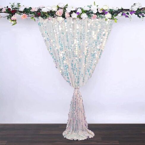 HH 9x9FT Big Sequin Backdrop Curtains,Shimmer Sequin Fabric Photography Backdrop,Sequin Photo Backdrop Payette Sequin Backdrop Curtain Panels Backgrounds for Wedding Party Christmas Decoration-Silver in Kuwait