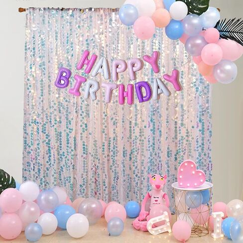 HH 9x9FT Big Sequin Backdrop Curtains,Shimmer Sequin Fabric Photography Backdrop,Sequin Photo Backdrop Payette Sequin Backdrop Curtain Panels Backgrounds for Wedding Party Christmas Decoration-Silver in Kuwait