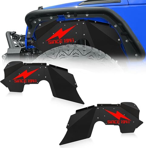 for Wrangler JK Front Inner Fender Liners Compatible with 2007-2018 Jeep Wrangler JK & JKU Unlimited 2/4 Doors, White Star Logo Wheel Well Liners Mud Guards Steel Fender Flares Cover (2 PCS) in Kuwait