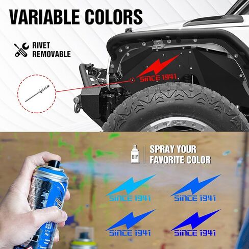 for Wrangler JK Front Inner Fender Liners Compatible with 2007-2018 Jeep Wrangler JK & JKU Unlimited 2/4 Doors, White Star Logo Wheel Well Liners Mud Guards Steel Fender Flares Cover (2 PCS) in Kuwait