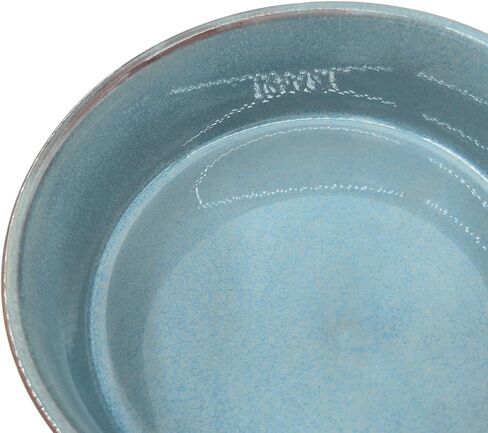 Ceramic Cat Bowl with Wooden Tray,Light Blue Glaze， 5.6 x 5.6 inch, 13.5 oz Capacity, Kiln-Formed Light Orchid Glaze, Anti-Tip Design in Kuwait