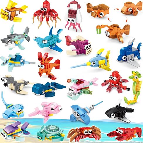 Party Favors for Kids Building Set, 24 Pack Animals Building Blocks Toy, Classroom Prizes Goodie Bag Stuffers, Christmas Day Easter Birthday Gift for Boys Girls Ages 6-12+ in Saudi Arabia