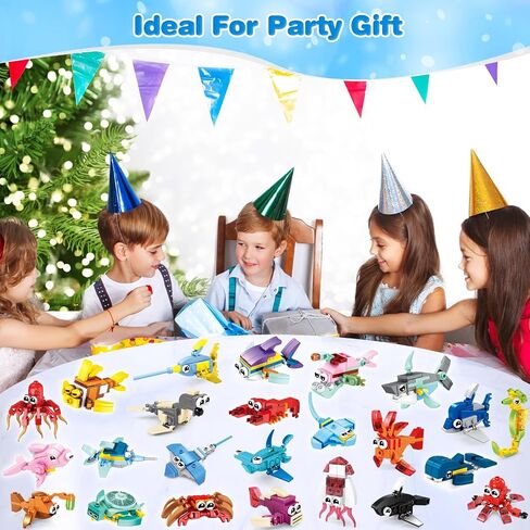 Party Favors for Kids Building Set, 24 Pack Animals Building Blocks Toy, Classroom Prizes Goodie Bag Stuffers, Christmas Day Easter Birthday Gift for Boys Girls Ages 6-12+ in Saudi Arabia
