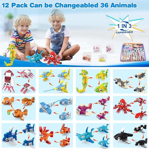 Party Favors for Kids Building Set, 24 Pack Animals Building Blocks Toy, Classroom Prizes Goodie Bag Stuffers, Christmas Day Easter Birthday Gift for Boys Girls Ages 6-12+ in Saudi Arabia